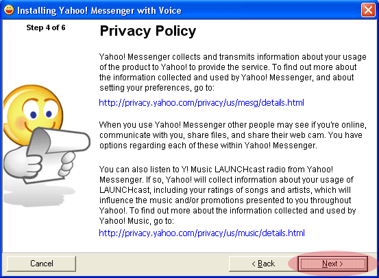Yahoo Install Privacy Policy
