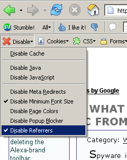 Web Developer - Disable Referrers