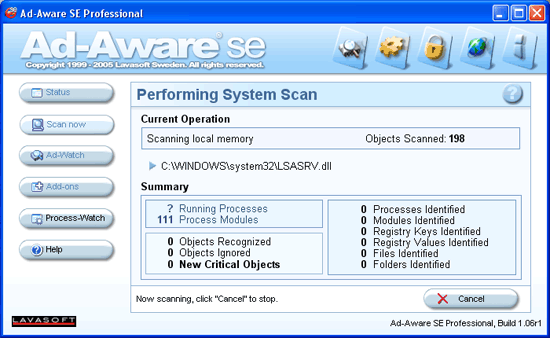 Ad-Aware Performing System Scan