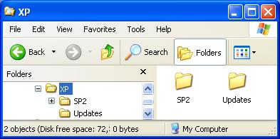 Folders XP SP2 and Updates